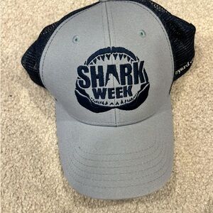 Vineyard Vines Shark Week trucker hat, slate and navy blue